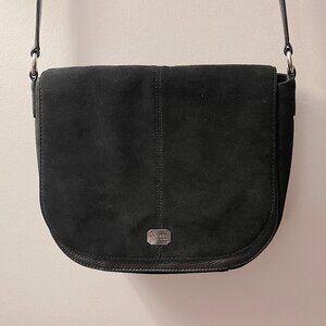 Lauren by Ralph Lauren Large Black Leather and Suede Crossbody Bag